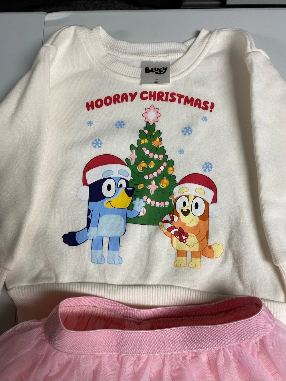 Kids Christmas Bluey Sweatshirt &  Tulle Dress - NWT. Size 18M